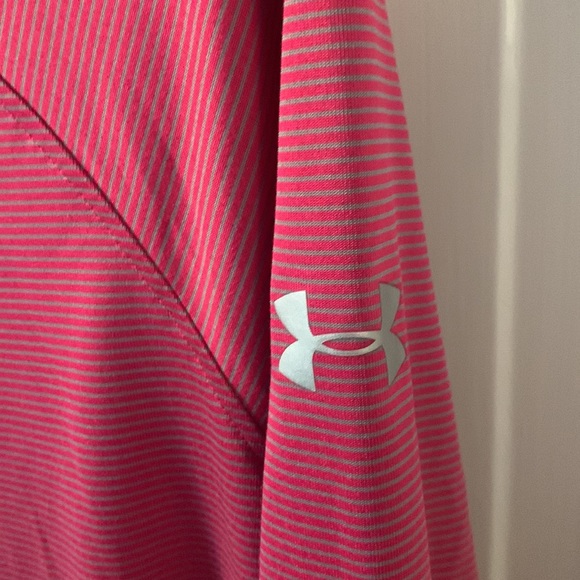 Under Armour lightweight activewear  zip striped raspberry and gray  like new - Picture 2 of 4